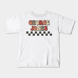 George Jones Checkered Retro Groovy Style Kids T-Shirt